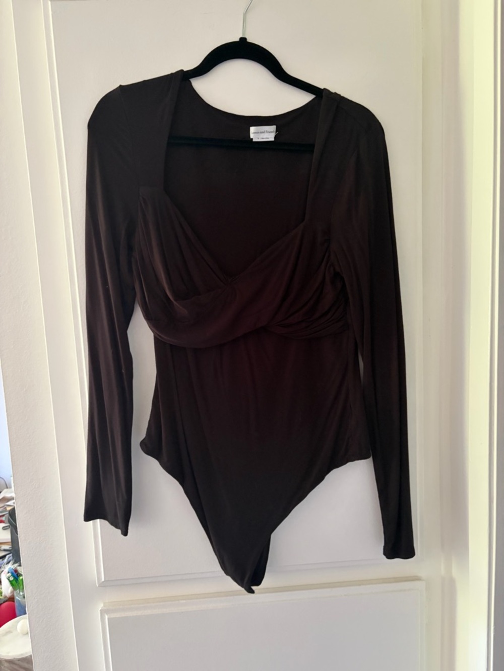 Long-Sleeve Black Bodysuit Top - Women